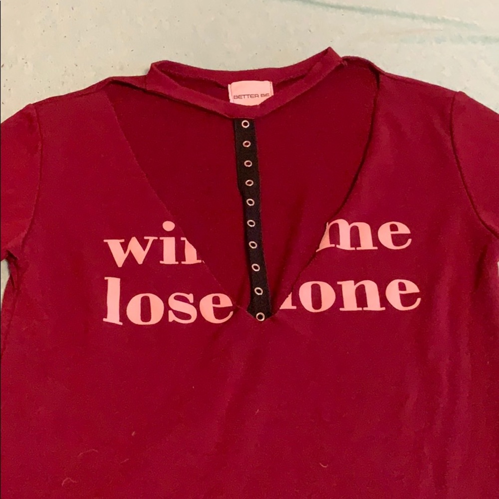 maroon logo v-neck t-shirt
